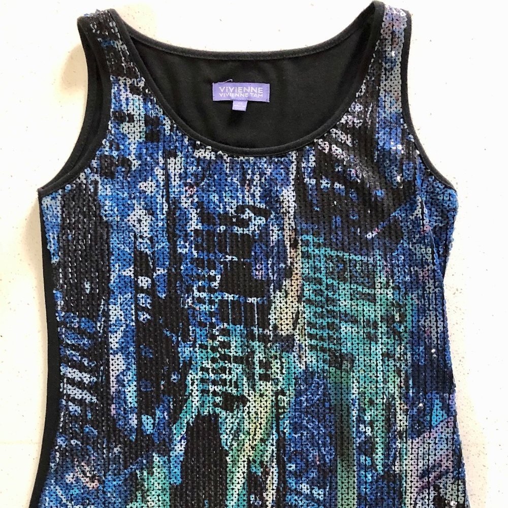 "Vivienne Tam" sparkly multi-colored tank top size extra small